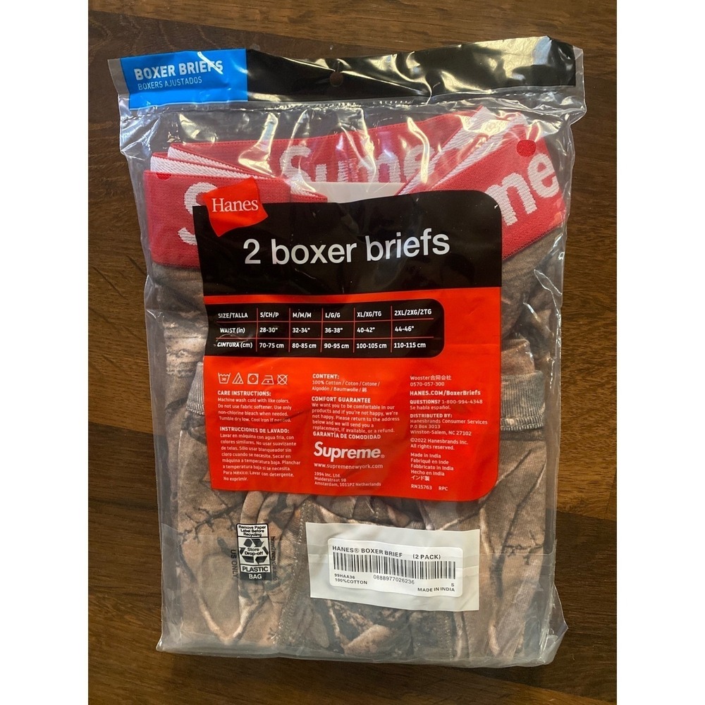 Supreme Hanes Realtree Boxer Briefs 2 Pack Tree Camo Mens Size Small S 28-30 NEW - Picture 3 of 4